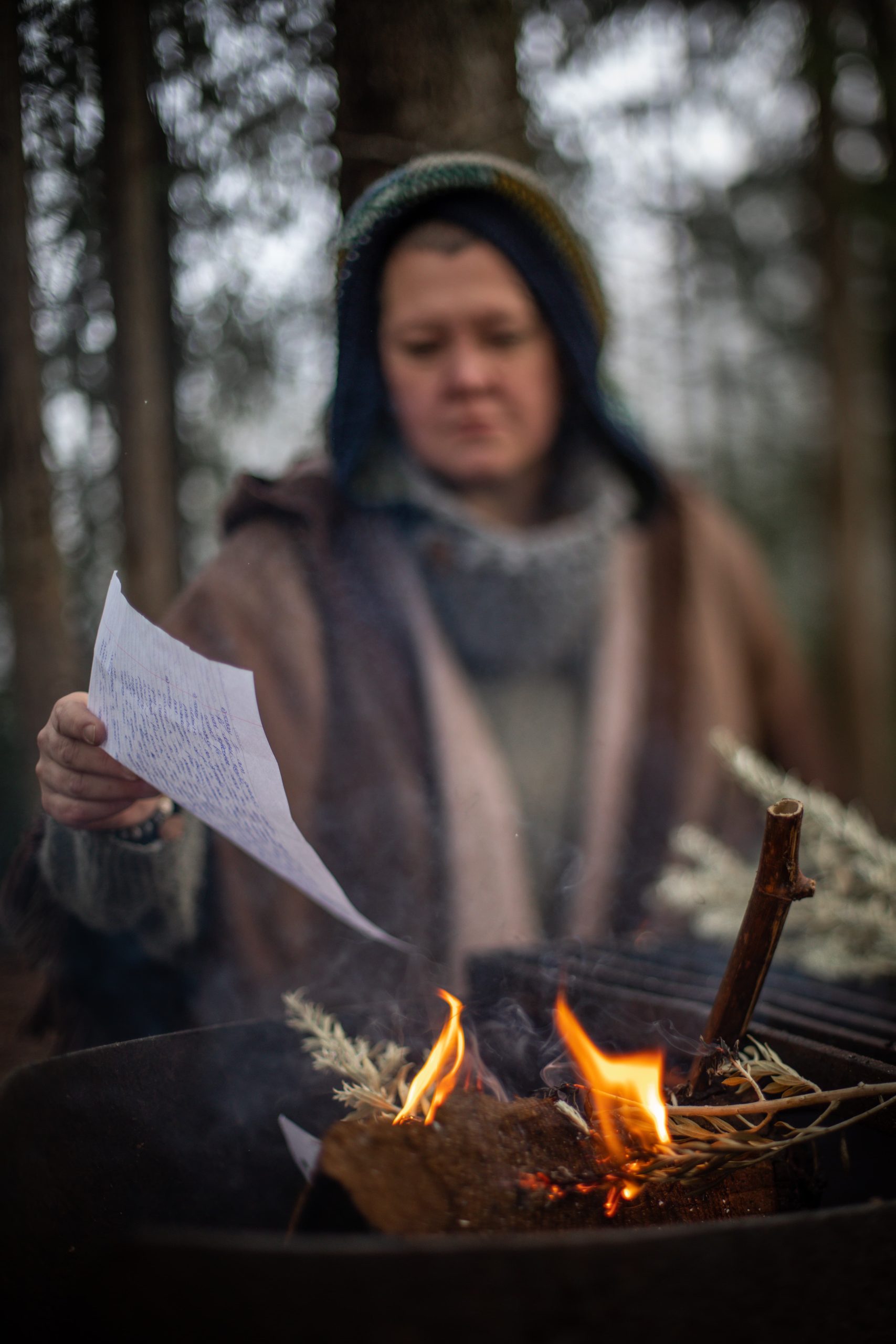 Krystin Feeding Fire Front Portrait